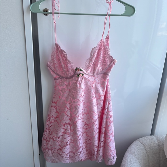For Love And Lemons pink lace mini dress - Picture 3 of 4